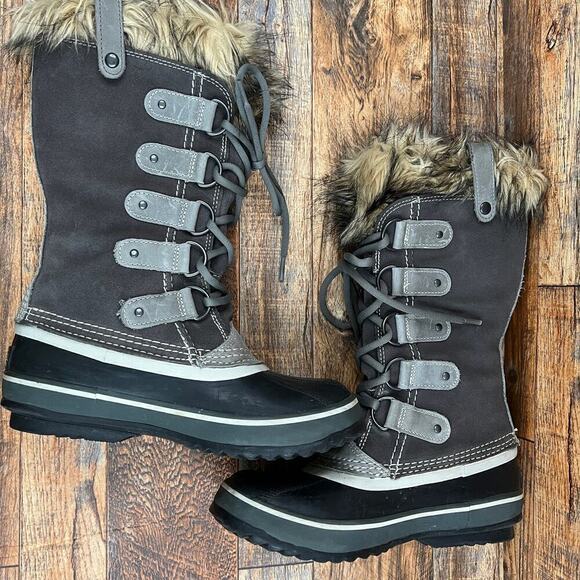 Sorel Joan of Arctic Winter Fur Boots Women's 6 Gray Waterproof Suede Lace Up - Picture 10 of 12
